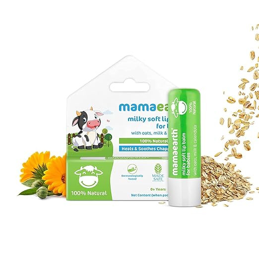 Mamaearth Milky Soft Natural Lip Balm for Babies with Oats, Milk & Calendula – 4g