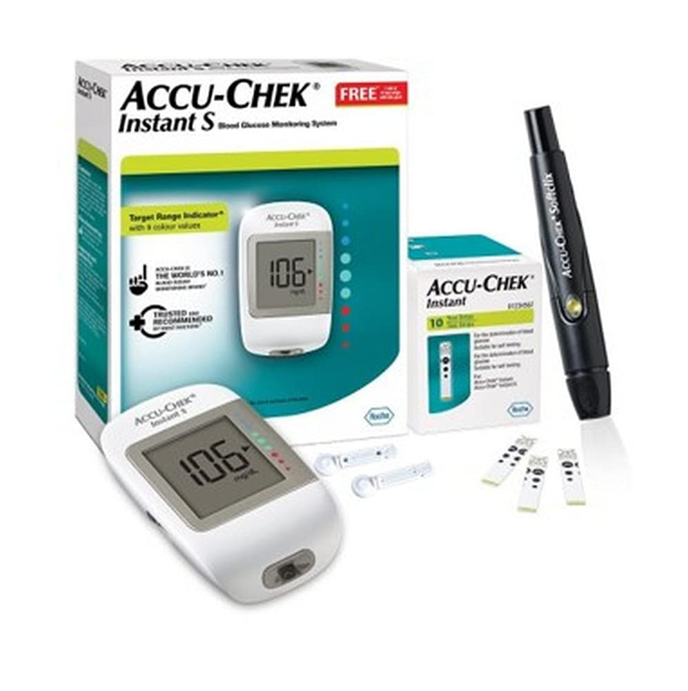 Accu-Chek Instant S Blood Glucose Monitoring System With 10 Free Test Strips, 1 Kit