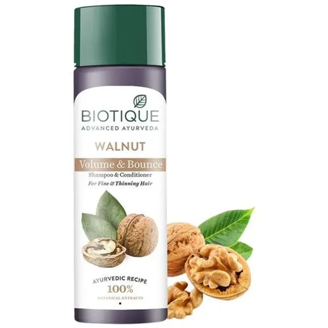 BIOTIQUE Walnut Volume & Bounce Shampoo & Conditioner - For Fine & Thinning Hair, 190 ml