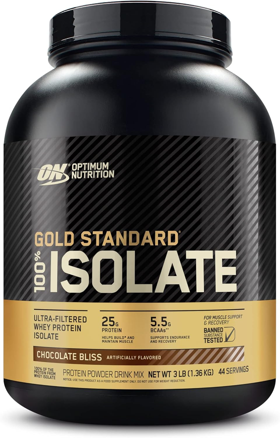 Optimum Nutrition (ON) Gold Standard 100% Hydrolysed and Ultra-Filtered Whey Protein Isolate | Flavour Powder Chocolate Bliss 3lb