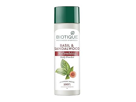 BIOTIQUE Refreshing Body Powder - Basil & Sandalwood, 150 g Bottle