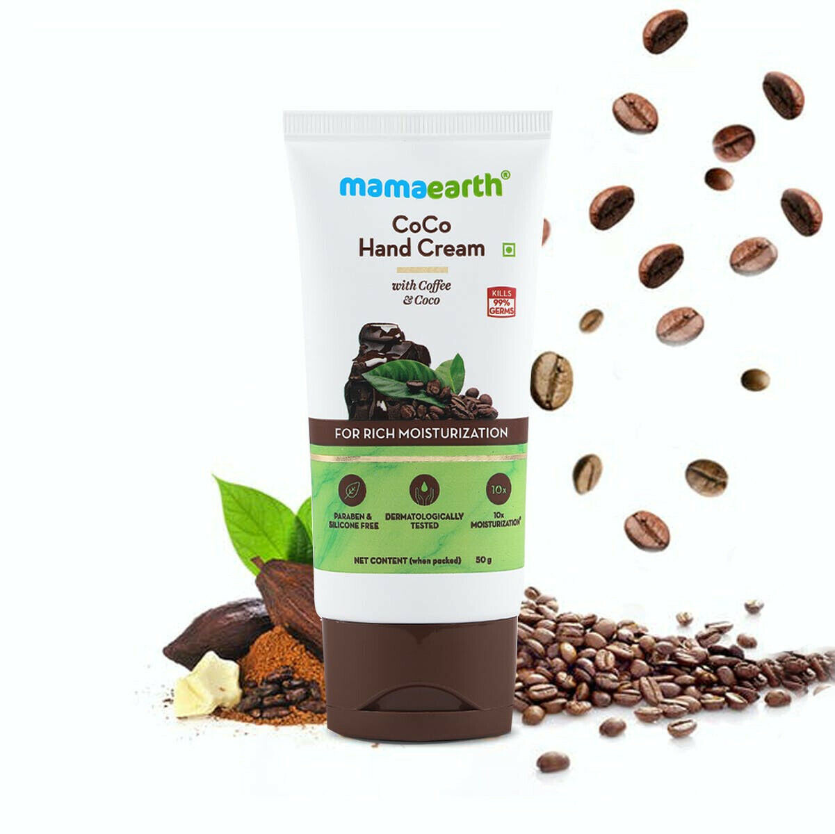Mamaearth CoCo Hand Cream with Coffee and Cocoa for Rich Moisturization - 50g 10x Moisturization | Long-Lasting | Lightweight