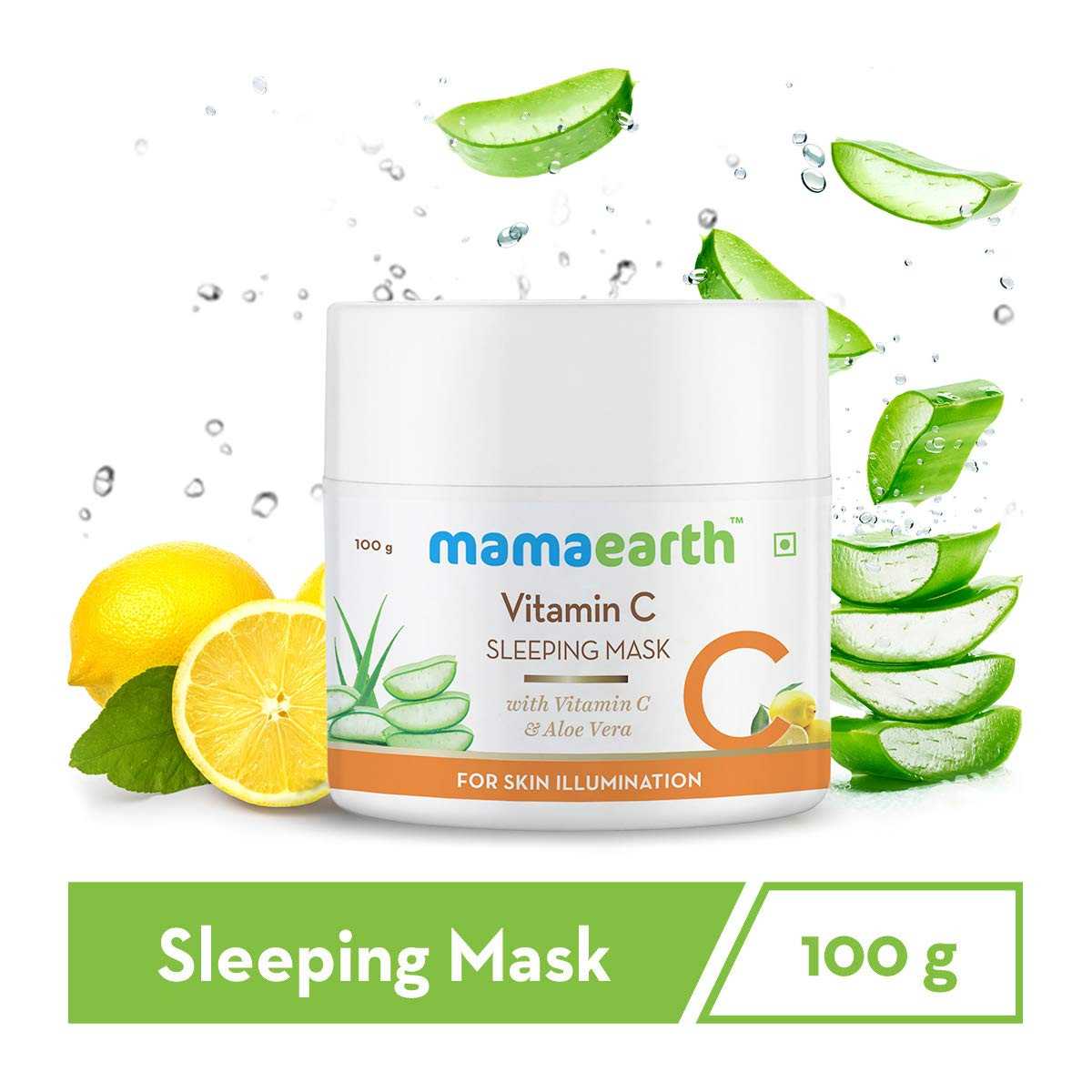 Mamaearth Vitamin C Sleeping Mask with Aloe Vera for Skin Illumination - 100 g Replenishes Lost Radiance | Illuminates Skin