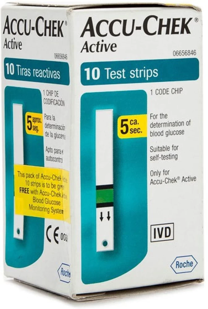 "AccuChek Active Test Strips, 10 Count Precise Blood Glucose
