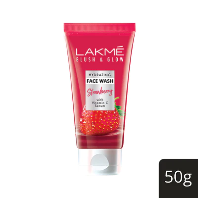 LAKMÉ BLUSH & GLOW STRAWBERRY FRESHNESS GEL FACE WASH WITH STRAWBERRY EXTRACTS, 50 G