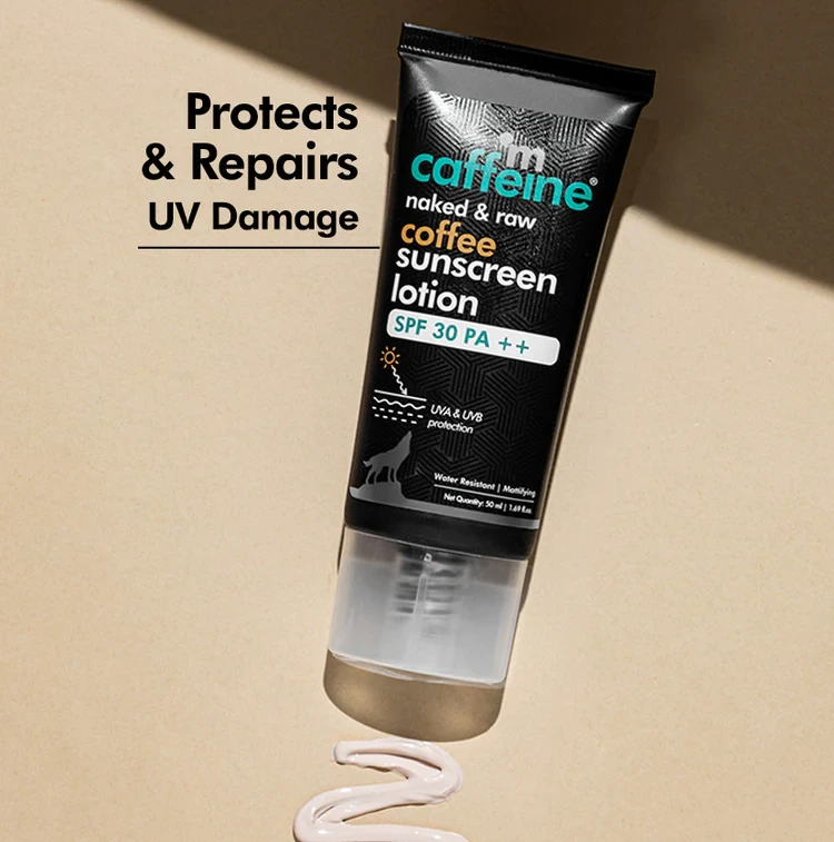 mCaffeine Coffee Lotion Sunscreen SPF 30 PA++ | UV Protection | Zero White Cast & Water Resistant (50ml)