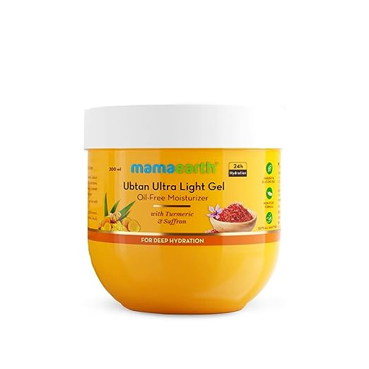 Mamaearth Ubtan Ultra Light Gel Oil-Free Moisturizer with Turmeric and Saffron for Deep Hydration - 200 ml