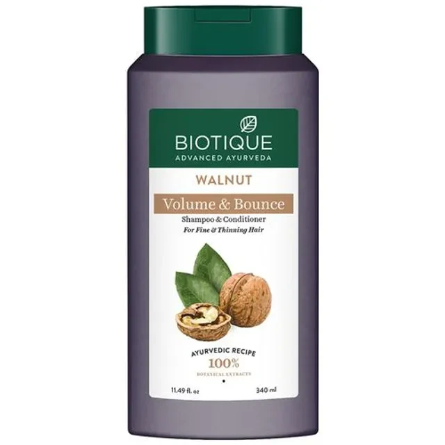 BIOTIQUE Walnut Volume & Bounce Shampoo & Conditioner - For Fine & Thinning Hair, 340 ml