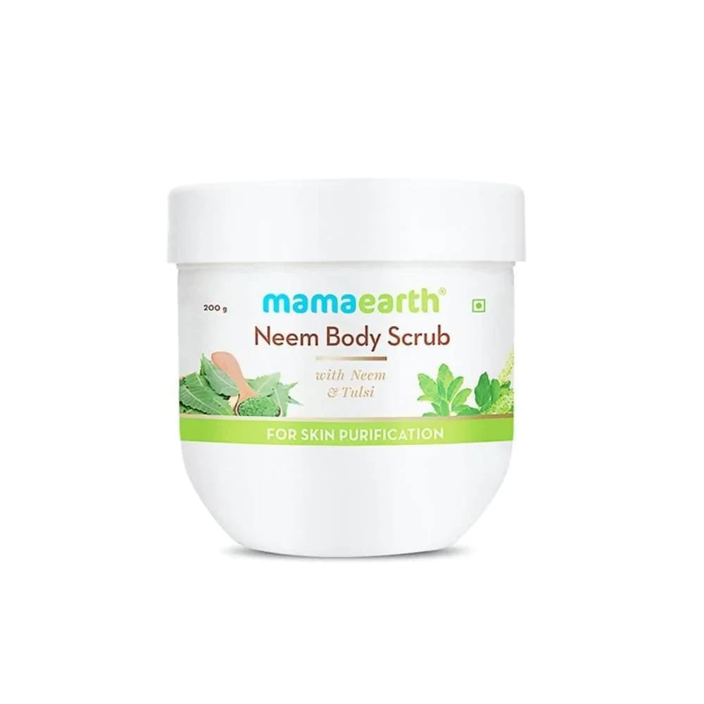 Mamaearth Neem Body Scrub with Neem and Tulsi for Skin Purification - 200 g Healthy & Glowing Skin | Removes Dead Skin Cells